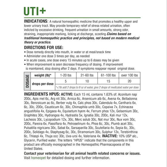 HomeoPet UTI Plus Urinary Tract Infection for Pets