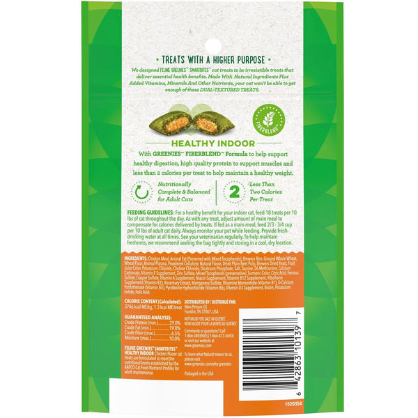 Greenies Feline SmartBites Healthy Indoor Chicken Flavor  backside