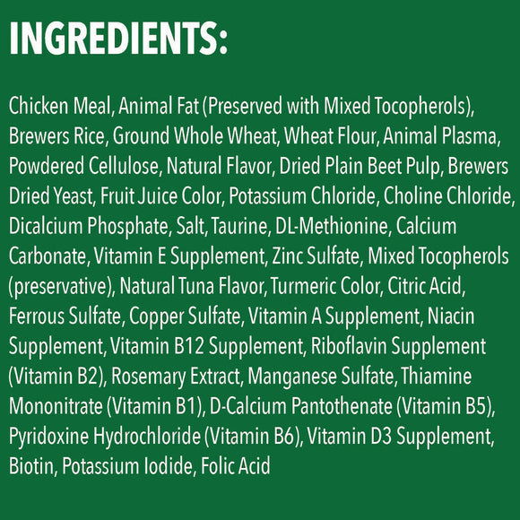 Greenies Feline SmartBites Healthy Indoor Tuna Flavor Cat Treats ingredients