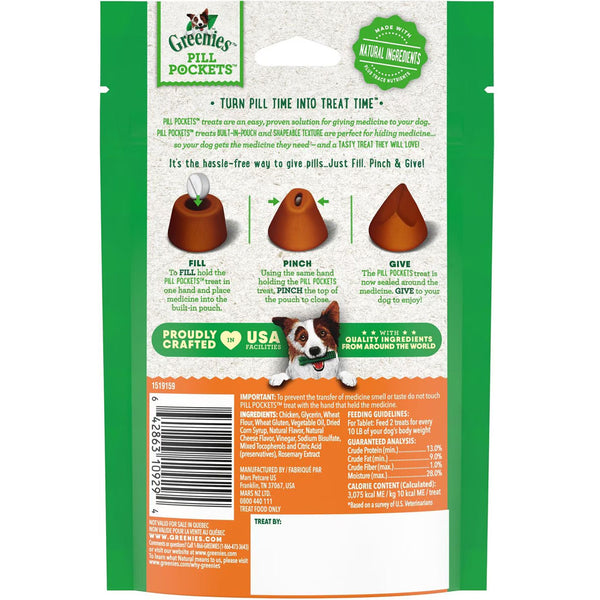 Greenies Pill Pockets Cheese Flavor Treats for Dogs, Tablet Size backside
