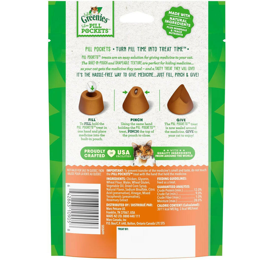 Greenies Feline Pill Pockets Chicken Flavor  backside