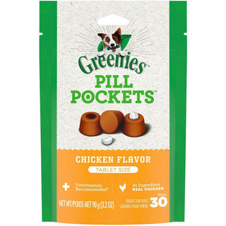 Greenies Pill Pockets Chicken Flavor Treats for Dogs, Tablet Size, 3.2-oz