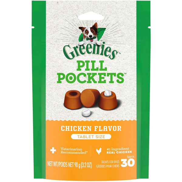 Greenies Pill Pockets Chicken Flavor Treats for Dogs, Tablet Size, 3.2-oz