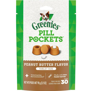 Greenies Pill Pockets Peanut Butter Flavor Treats for Dogs, Tablet Size, 30 Count