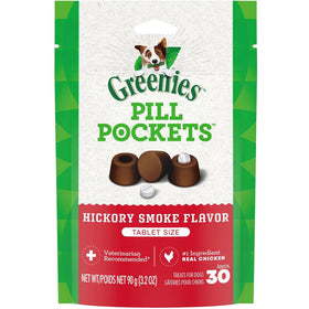 Greenies Pill Pockets Hickory Smoke Flavor Treats for Dogs, Tablet Size, 3.2-oz