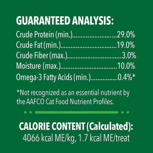 Greenies Feline SmartBites Skin & Fur Chicken Flavor guaranteed analysis