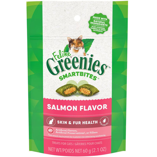 Greenies Feline SmartBites Skin & Fur Salmon Flavor Cat Treats, 2.1-oz
