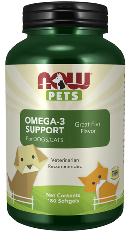 NOW Pets Omega-3 Support For Dog & Cat, 180 ct