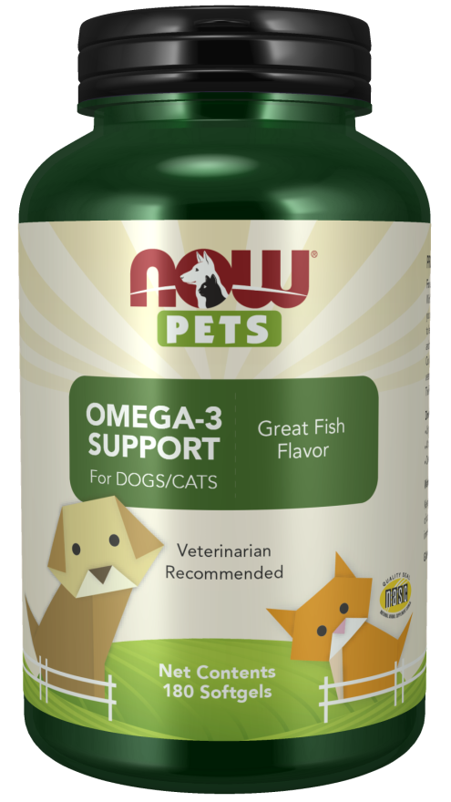 NOW Pets Omega-3 Support For Dog & Cat, 180 ct