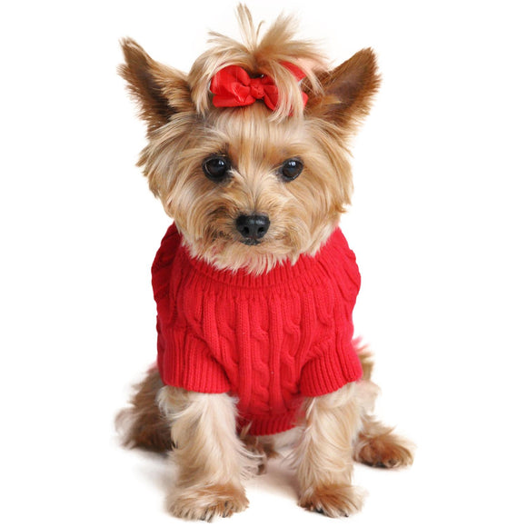 Doggie Design Combed Cotton Cable Knit Sweater for Dogs & Cats