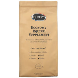 Beige package of Equerry's Egonomy Equine Supplement on a white background