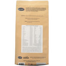 Back of a brown package with text and branding on a white background