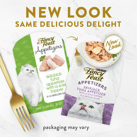 Fancy Feast Appetizers, Skipjack Tuna with a Sole Topper, Lickable Cat Treats, 1.1-oz tray, case of 10 - 0