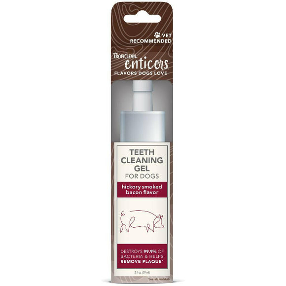 TropiClean Enticers Dental Cleaning Gel Hickory Bacon Dog (2 oz)