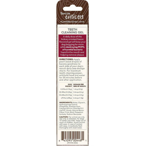 TropiClean Enticers Dental Cleaning Gel Hickory Bacon Dog (2 oz)