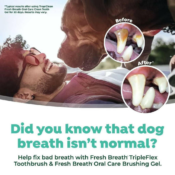 TropiClean Fresh Breath Triple Flex Toothbrush for Large Dogs