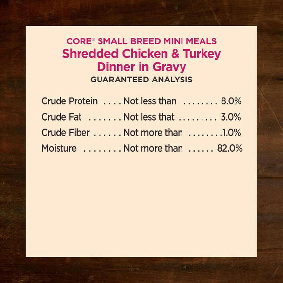 Wellness CORE Grain-Free Small Breed Mini Meals Shredded Chicken & Turkey in Gravy Wet Dog Food (3 oz x 12 pouches)