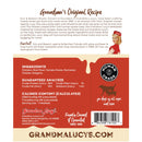 Back of a Grandma Lucy's pet food package with text and branding.