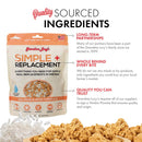 Dog food package with text highlighting quality ingredients and partnerships