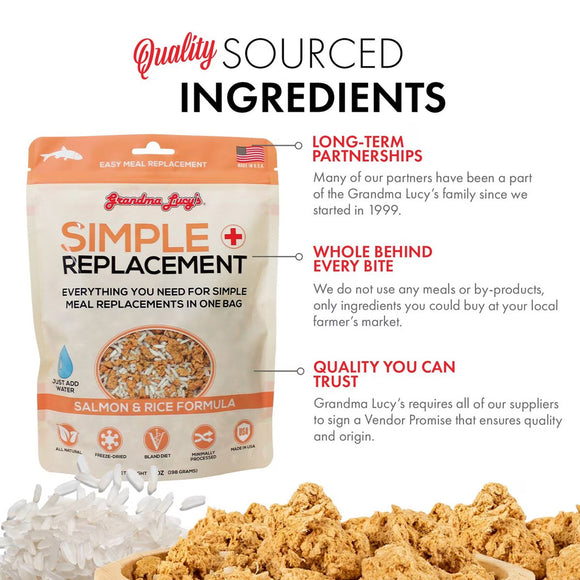 Dog food package with text highlighting quality ingredients and partnerships