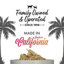 Product with 'Family Owned & Operated Since 1999, Made in Southern California' text and palm tree silhouettes.