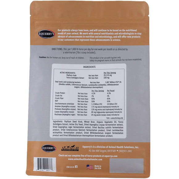 Back of a pet food package with text and labels