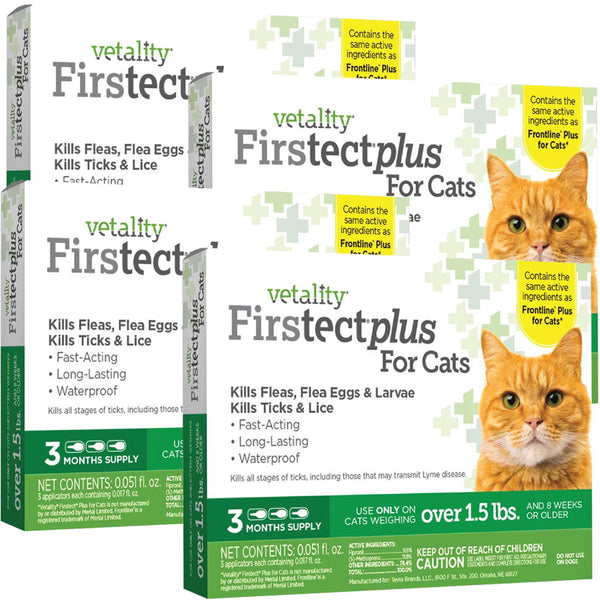 TevraPet Vetality Firstect Plus Flea & Tick Treatment for Cats, Over 1.5 lbs 12 months