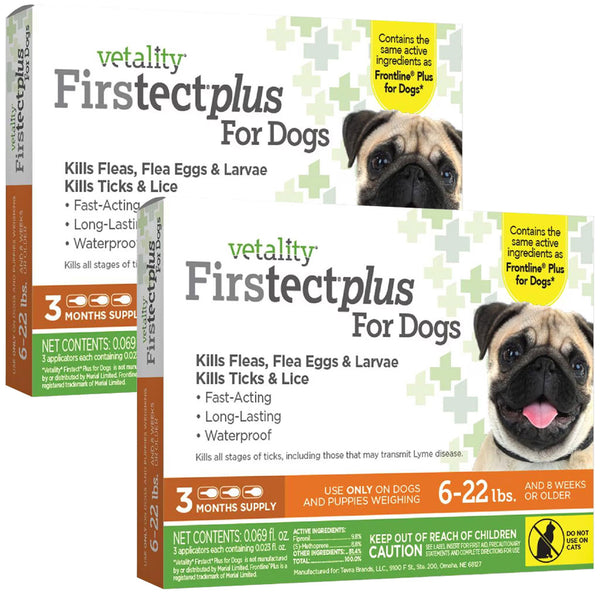 TevraPet Vetality Firstect Plus Flea & Tick Treatment for Dogs, 6-22 lbs 6 months