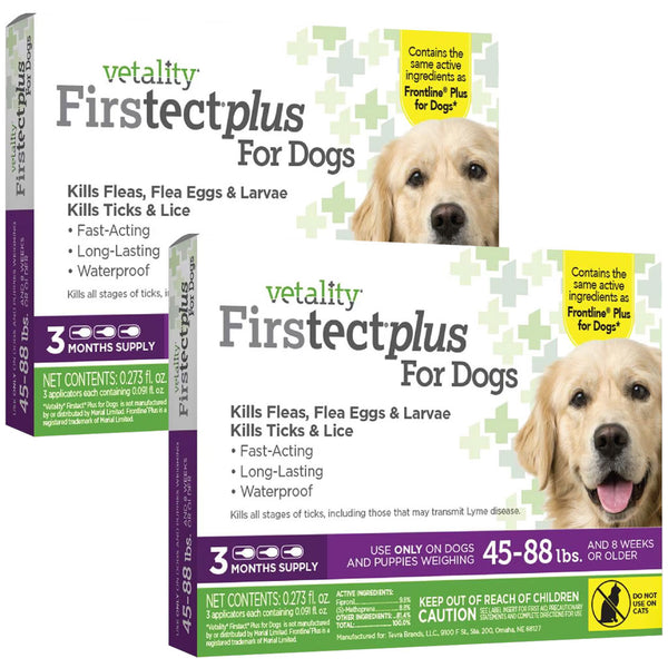 TevraPet Vetality Firstect Plus Flea & Tick Treatment for Dogs, 45-88 lbs 6 months