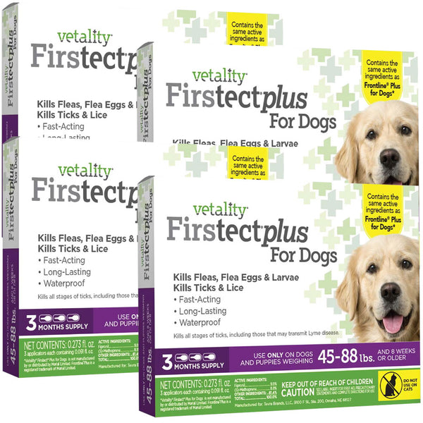 TevraPet Vetality Firstect Plus Flea & Tick Treatment for Dogs, 45-88 lbs 12 months