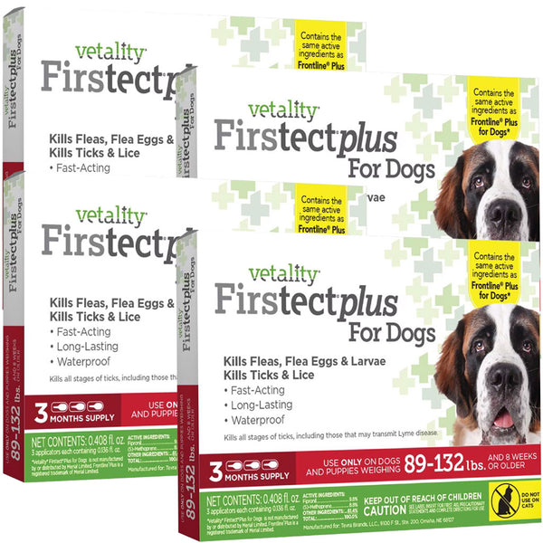 TevraPet Vetality Firstect Plus Flea & Tick Treatment for Dogs, 89-132 lbs 12 month