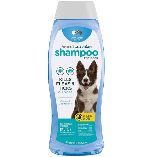 Sergeant's Guardian Flea & Tick Shampoo for Dogs, Clean Cotton Scent, 18-oz
