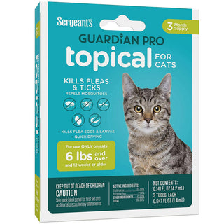 Sergeant's Guardian Pro Flea & Tick Topical for Cats, 6 lbs and over, 3-month supply