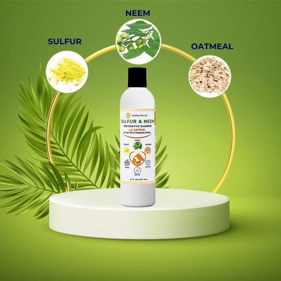 Healthy Paw Life Sulfur & Neem Restorative Shampoo with Oatmeal for Dogs, Cats & Companion Animals, 8-oz