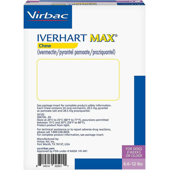 Iverhart Max Chew for Dogs 6-12 lbs backside