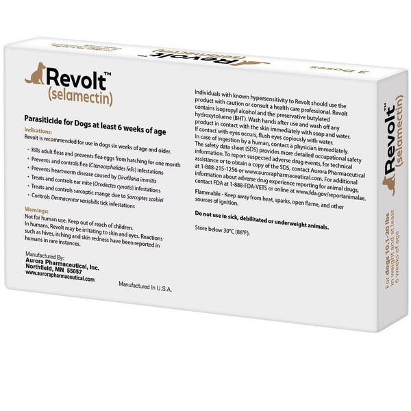 Revolt Topical Solution for Dogs, 10.1-20 lbs backside