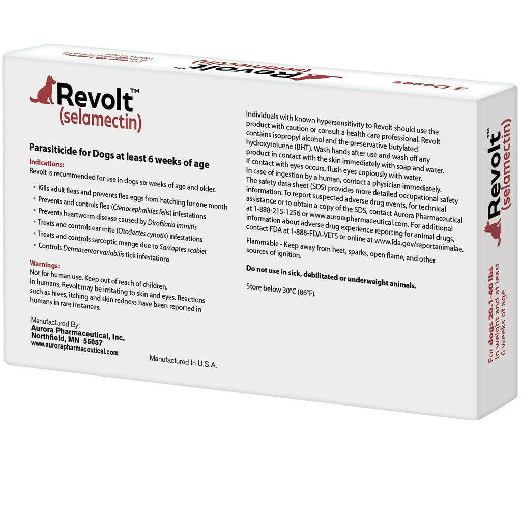 Revolt Topical Solution for Dogs 20.1-40 lbs backside