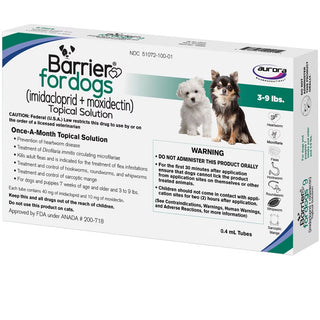 Barrier Topical Solution for Dogs, 3-9 lbs, (Green)