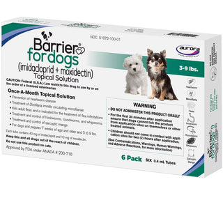 Barrier Topical Solution for Dogs, 3-9 lbs, (Green) 6 dose
