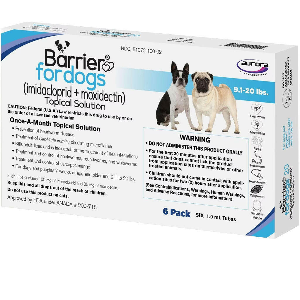 Barrier Topical Solution for Dogs, 9.1-20 lbs, (Ice Blue)