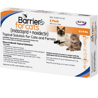 Barrier Topical Solution for Cats, 5.1-9 lbs, (Orange)