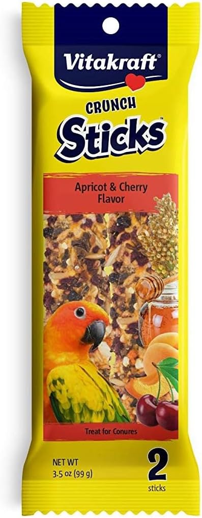 Vitakraft Crunch Sticks Apricot & Cherry Flavor Treats for Conures, 2 Sitcks