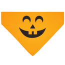 Orange bandana with a black jack-o'-lantern face design on a white background