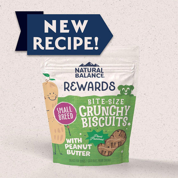 Natural Balance Pet Foods Rewards Bite-Size Crunchy Biscuits Small Breed Dog Treats Peanut Butter