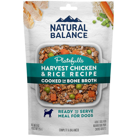 Natural Balance Pet Foods Original Ultra Platefulls Wet Dog Food Pouch Harvest Chicken & Rice Recipe, 9-oz case of 12