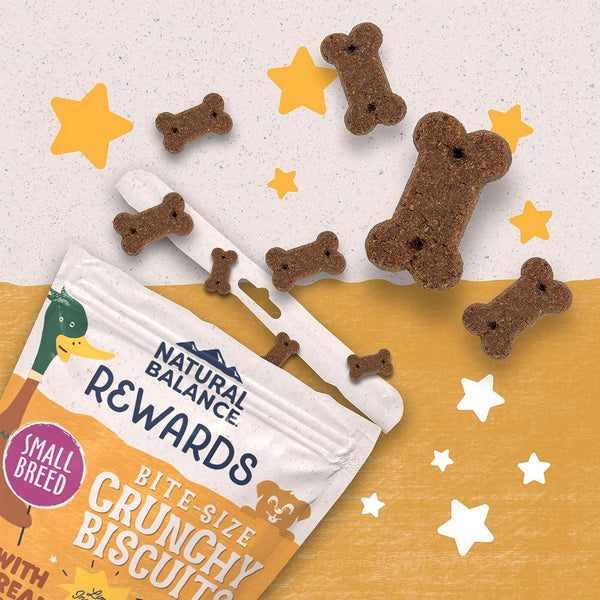 Natural Balance Pet Foods Rewards Bite-Size Crunchy Biscuits Small Breed Dog Treats Duck