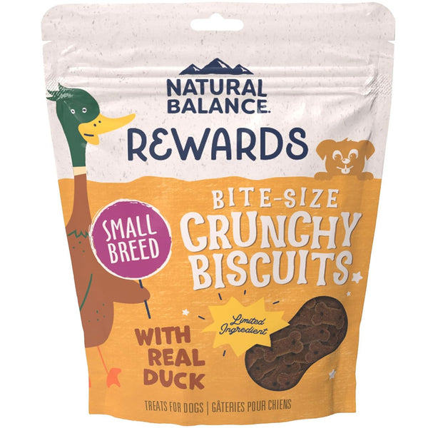 Natural Balance Pet Foods Rewards Bite-Size Crunchy Biscuits Small Breed Dog Treats Duck, 8-oz