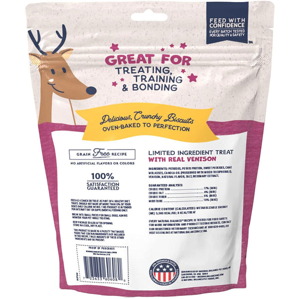 Natural Balance Pet Foods Rewards Bite-Size Crunchy Biscuits Small Breed Dog Treats Venison, 8-oz