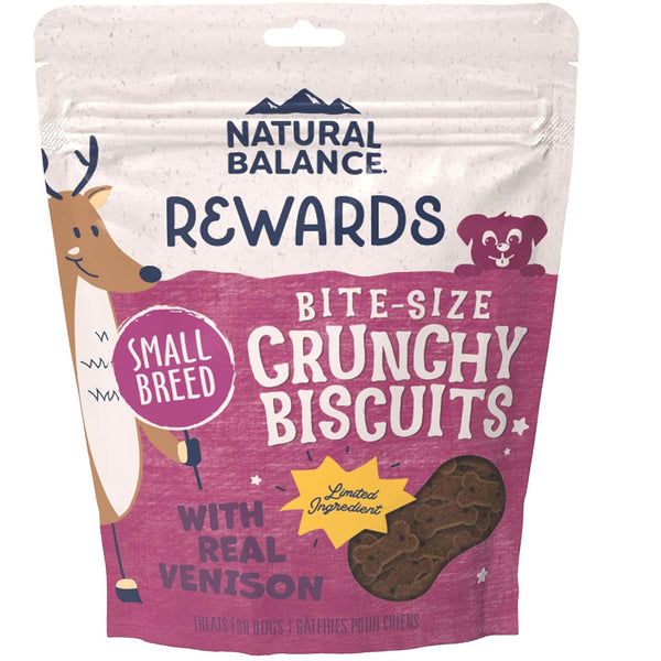 Natural Balance Pet Foods Rewards Bite-Size Crunchy Biscuits Small Breed Dog Treats Venison, 8-oz