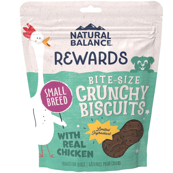 Natural Balance Pet Foods Rewards Bite-Size Crunchy Biscuits Small Breed Dog Treats Chicken, 8-oz